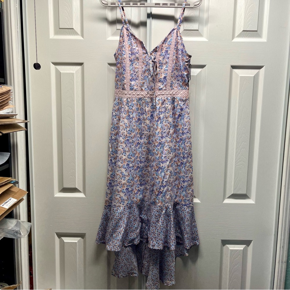 Japna Boho Floral Lace-up Hi-Low Maxi Dress Size S